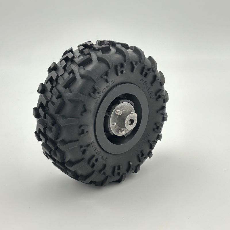 125mm Heavy Duty High Density RC Rubber Wheel With Flange for 6mm Shaft Motors — view 2