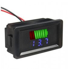 Blue 12-60V Dual Display Waterproof Voltage Electricity Meter — view 1