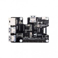 Waveshare PCIe To Gigabit Ethernet And USB 3.2 Gen1 HAT For Raspberry Pi 5, 3x USB 3.2 Gen1, 1x Gigabit Ethernet, Driver-Free, Plug And Play, Raspberry Pi 5 PCIe HAT — view 1