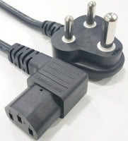 JC 28075 3 PIN INDIAN PLUG WITH RIGHT ANGLE C13 CONNECTOR 2MTR ET10911 — view 1