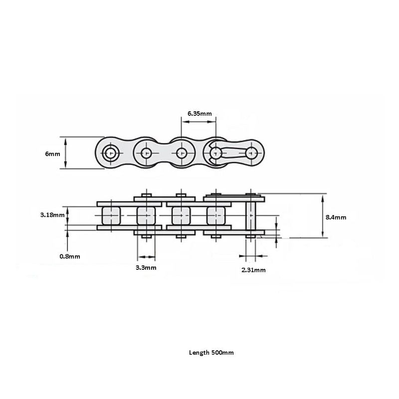 2 Points Small Chain 04C 0.5 Meter Single Row Industrial Drive Short Pitch Roller Chain — view 3
