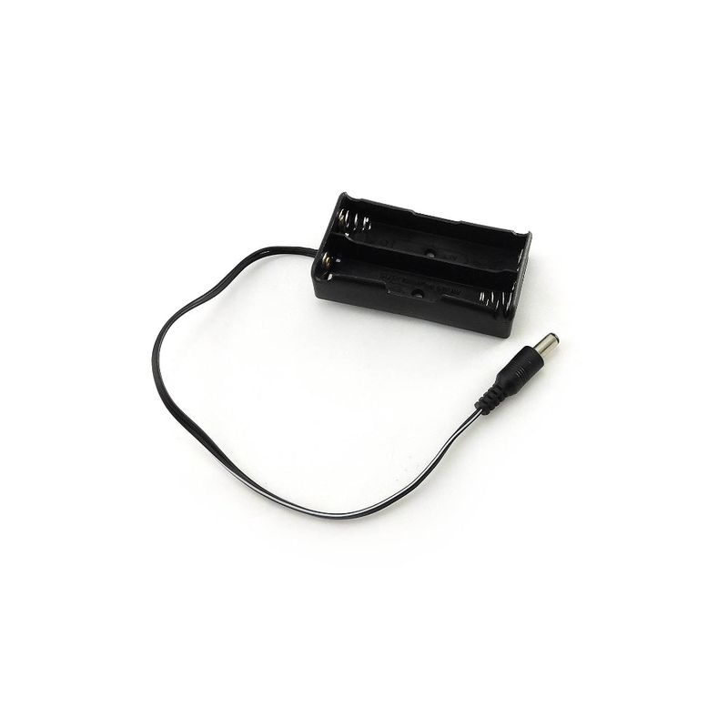 2X18650 Black Battery Holder with DC Power Plug — view 1
