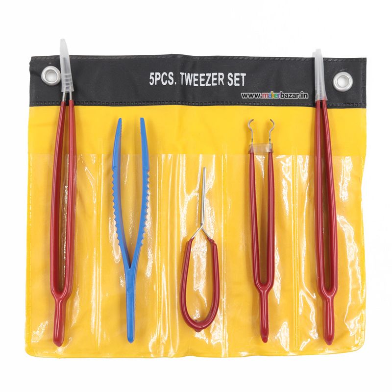 5pcs Steel Tweezers with Insulated Handle for Gadget Repair, Craft & Arts, Hobby DIY — view 2