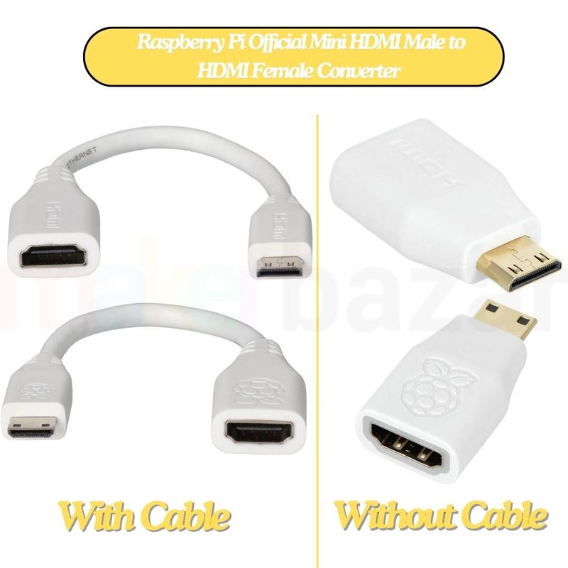 Raspberry Pi Official Mini HDMI Male to HDMI Female Converter — view 1