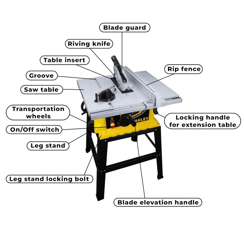 STANLEY SST1801-IN 1800W 254mm Table Saw With Frame — view 2