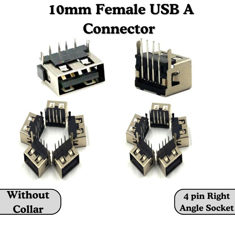Female USB A Connector 4-Pin Socket (Mount-Type) — view 3