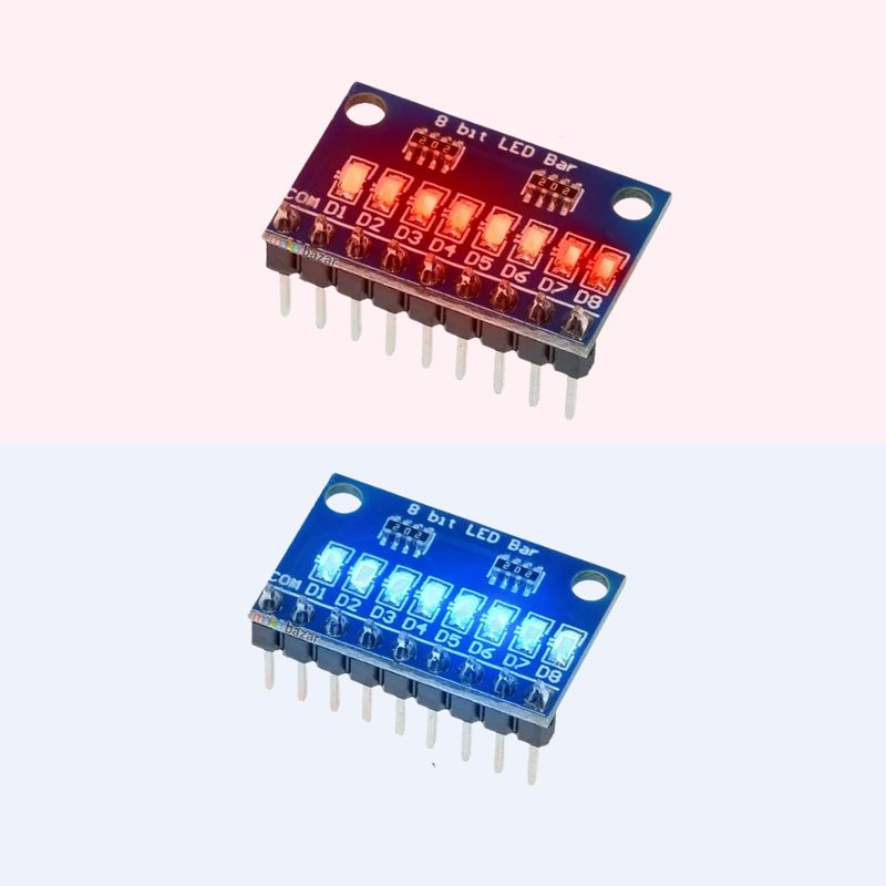 8 Bit Red/Blue LED Indicator Module 3.3V 5V Common Anode/Cathode — view 1