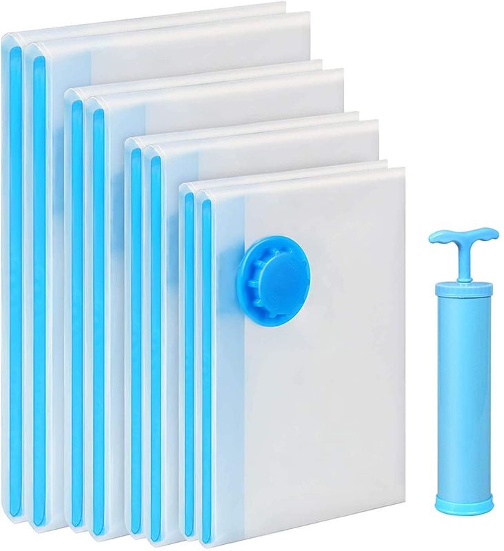 Vacuum Storage Reusable Ziplock Smart Space Saver Bags with Vacuum Hand Pump - 5Pcs of Different Sizes — view 1