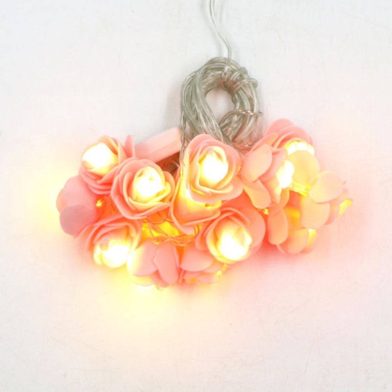 Small Lite Pink Rose 14 LED String Fairy Lights — view 2