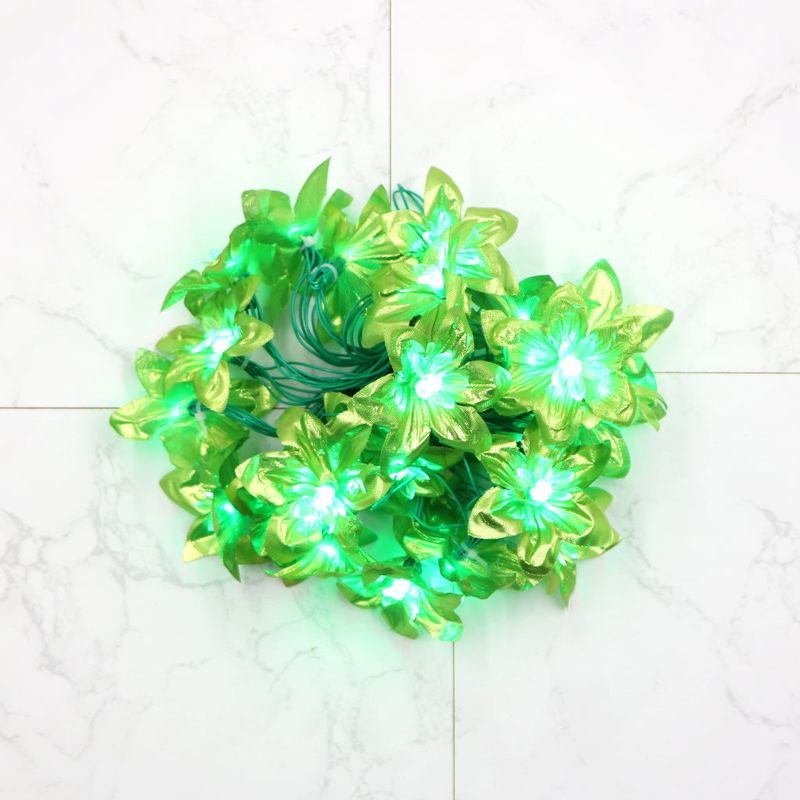 Shiny Green Silicon Flower 24 LED String Fairy Lights — view 3
