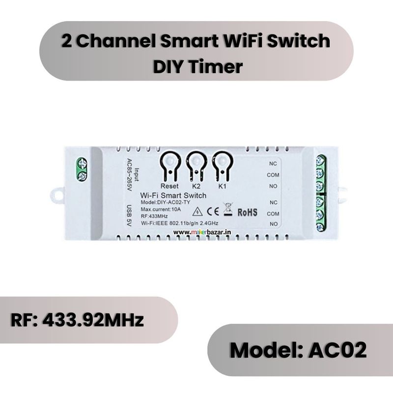 DIY-AC0x-TY AC Tuya Smart WiFi+RF Switch DIY Timer — view 3