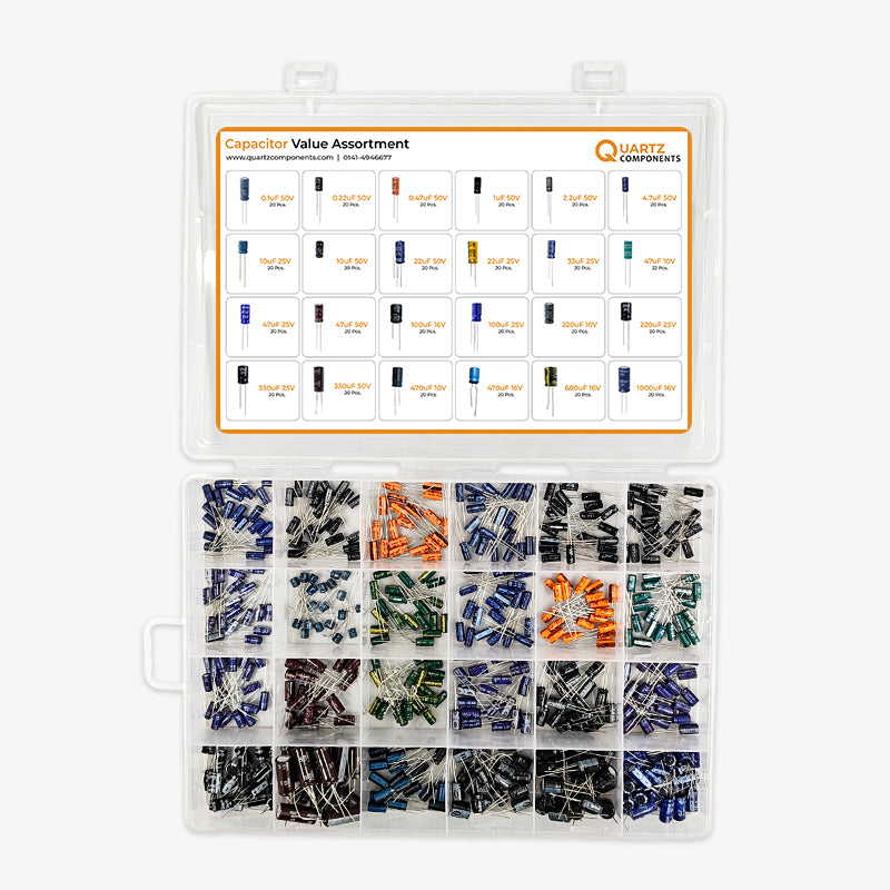 480 Pcs (24 Values) 0.1uF-1000uF of 10V-50V Range Electrolytic Capacitor Assortment Kit — view 3