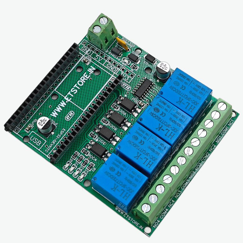 4 Channel Relay Board for 38 Pin ESP32 5V Module — view 1