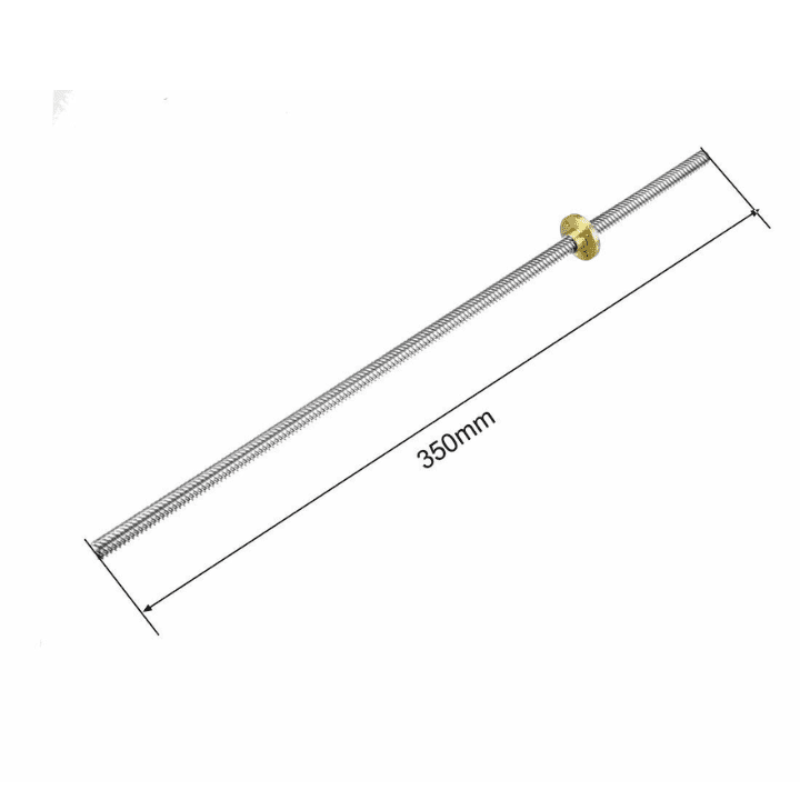 350mm Trapezoidal 4 Start Lead Screw 8mm Thread 2mm Pitch Lead Screw with Copper Nut — view 3