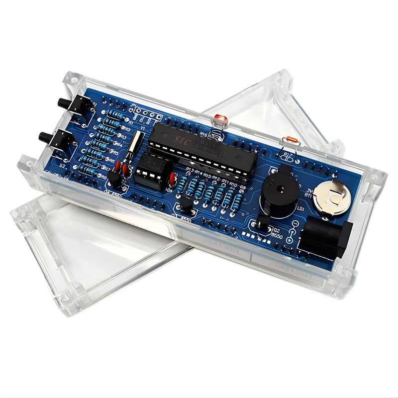 1-Inch LED Digital Display DIY Clock Kit (Blue) – Light-Control MCU Project Set with Casing — view 3