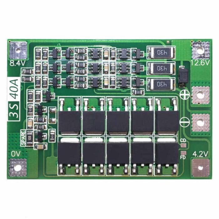 3 Series 40A 11.1V 12.6V 18650 Lithium Battery Protection Board with Balance — view 1