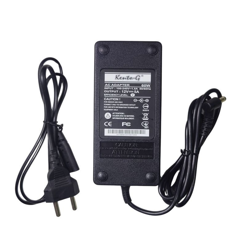 Kento-G 12V Power Adapter 5A 60W with 5.5mm DC Plug Standard AC to DC Power Supply — view 1