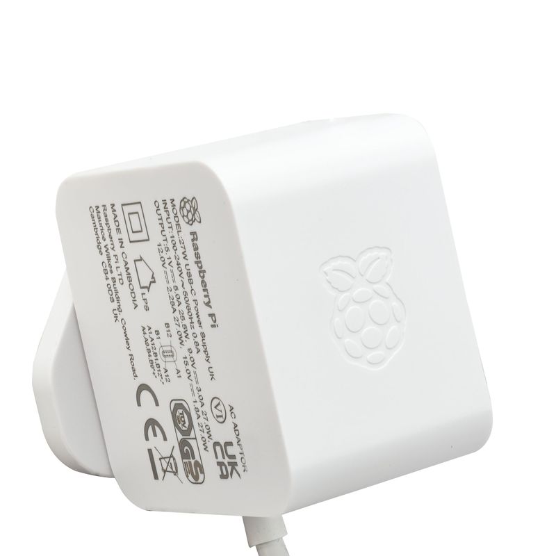 Official Raspberry Pi 5-White 27W USB-C PD Power Supply. (White) (IN Stock) — view 2