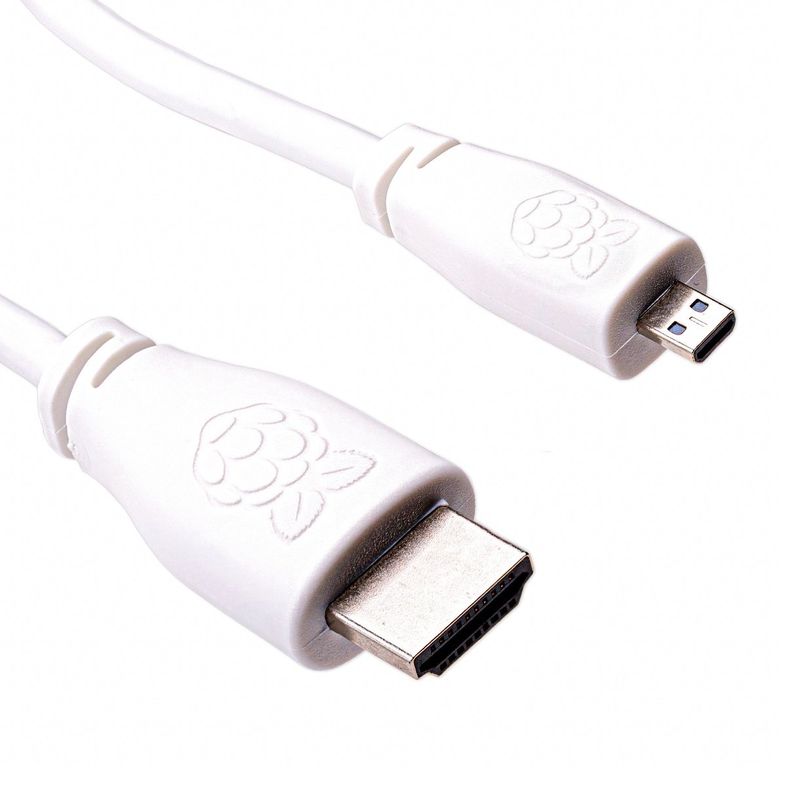 Official Raspberry Pi Micro HDMI to Standard HDMI (A/M) Cable- 1m, White — view 3