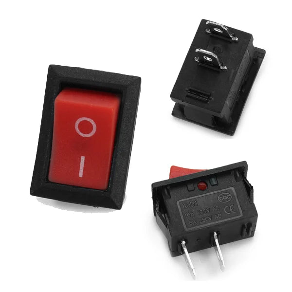 3A 250V AC SPST ON-OFF Mini Rocker Switch Red — view 2