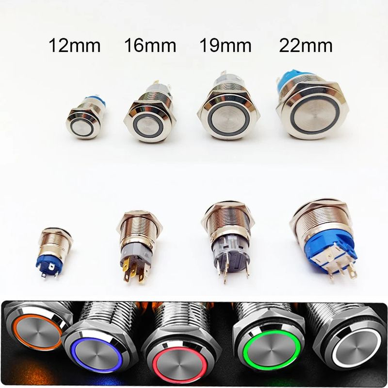 16mm ProMax PPS16240GPL Metal Push Button Switch Waterproof Latching Green Power Symbol — view 2