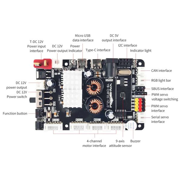 ROS robot control board with STM32F103RCT6 IMU — view 2