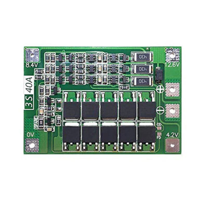 3S 12.6V 40A Li-ion Battery BMS Protection Board with Balance (HW-288) — view 1