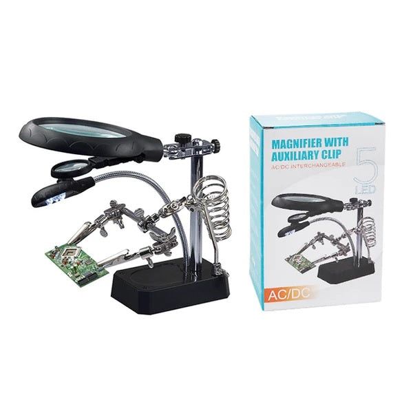 TE-800 LED Magnifier Glass With Auxiliary Clip AC/DC Interchangeable — view 1